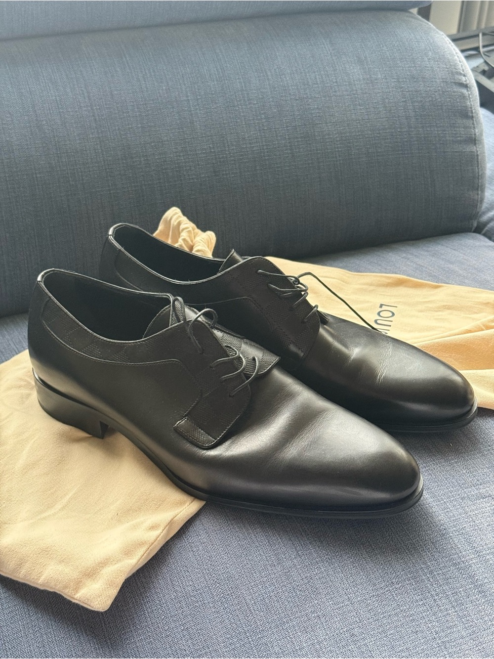 Louis Vuitton Black Leather Derby Dress Shoes size 7 1/2